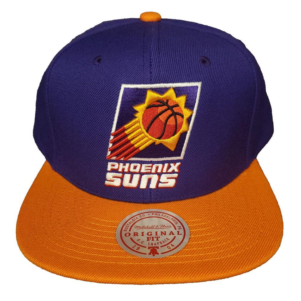 Phoenix‎ Suns Mitchell & Ness NBA Snapback Hat Cap 3D Logo Purple Orange NWT
